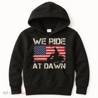 Father's Day We Ride At Dawn Lawnmower USA Flag Mowing Kids Hoodie thumb 0