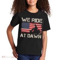 Father's Day We Ride At Dawn Lawnmower USA Flag Mowing Kids T-Shirt thumb 2