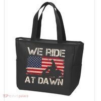 Father's Day We Ride At Dawn Lawnmower USA Flag Mowing Tote Bag thumb 3