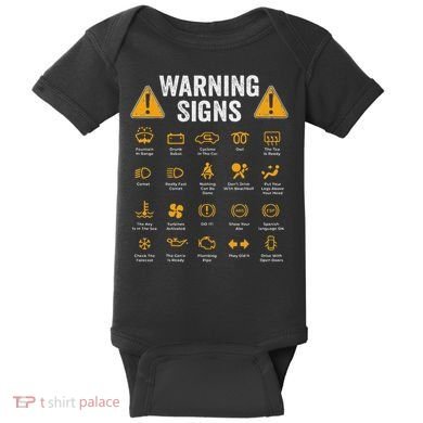 Funny Driving Warning Signs 101 Auto Mechanic Gift Driver Baby Bodysuit