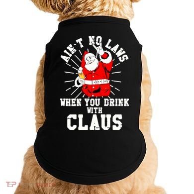 Funny Drinking With Santa Claus Doggie Tank