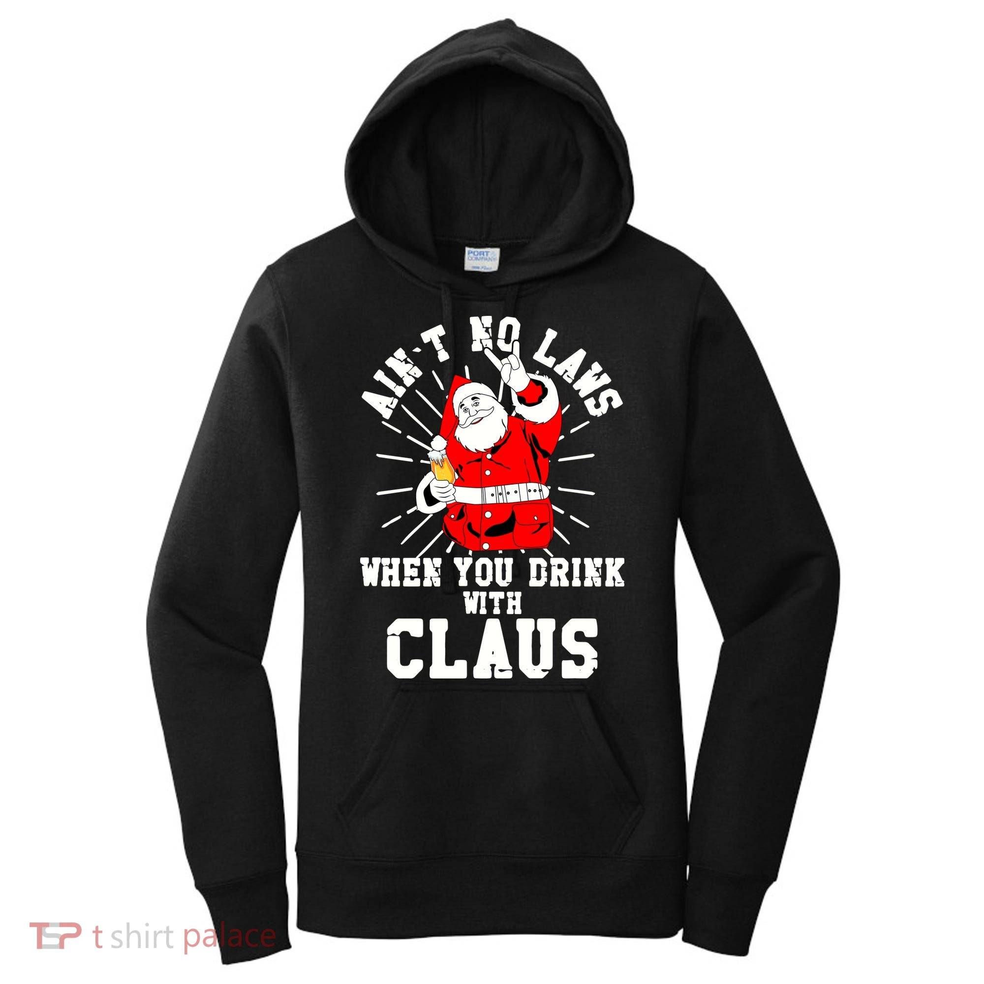Funny Drinking With Santa Claus Women's Hoodie