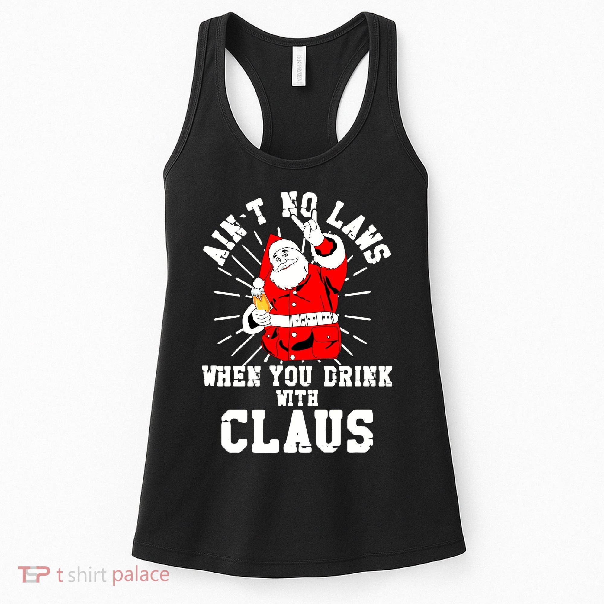 Funny Drinking With Santa Claus Women's Tank Top