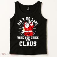 Funny Drinking With Santa Claus Tank Top thumb 2