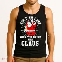 Funny Drinking With Santa Claus Tank Top thumb 3