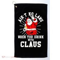 Funny Drinking With Santa Claus Golf Towel thumb 0