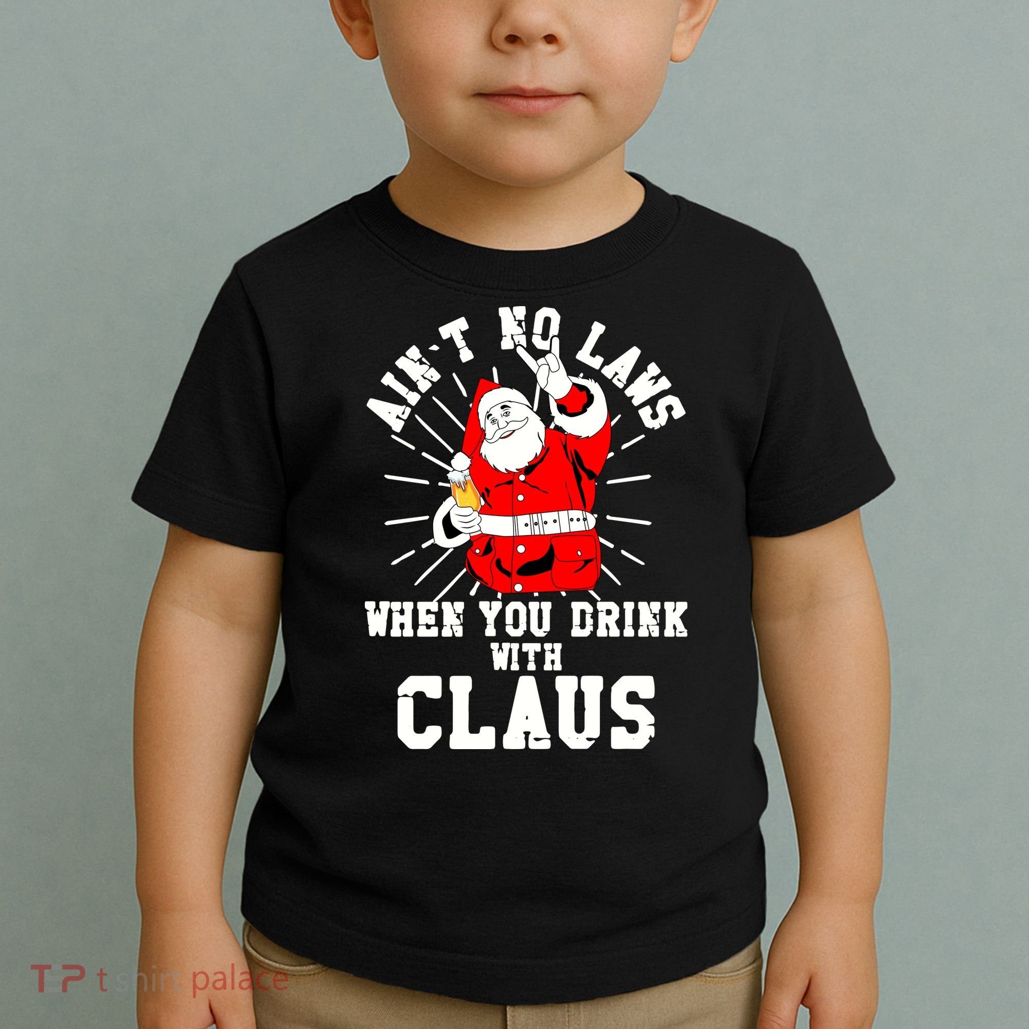 Funny Drinking With Santa Claus Toddler T-Shirt