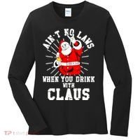 Funny Drinking With Santa Claus Women's Long Sleeve Shirt thumb 0