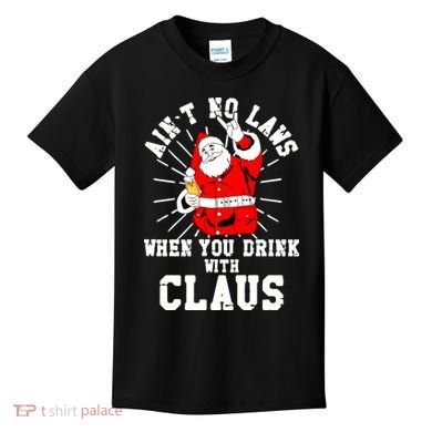 Funny Drinking With Santa Claus Kids T-Shirt