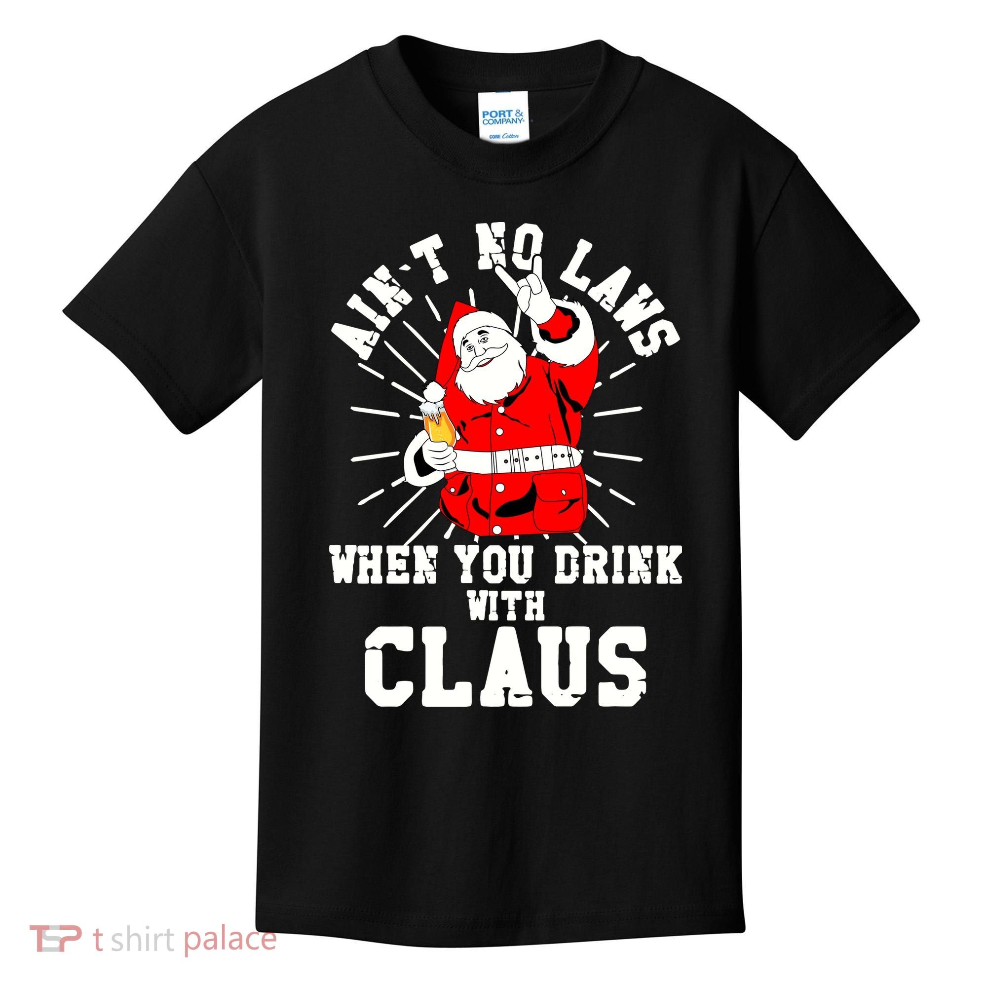 Funny Drinking With Santa Claus Kids T-Shirt