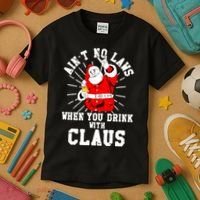 Funny Drinking With Santa Claus Kids T-Shirt thumb 3