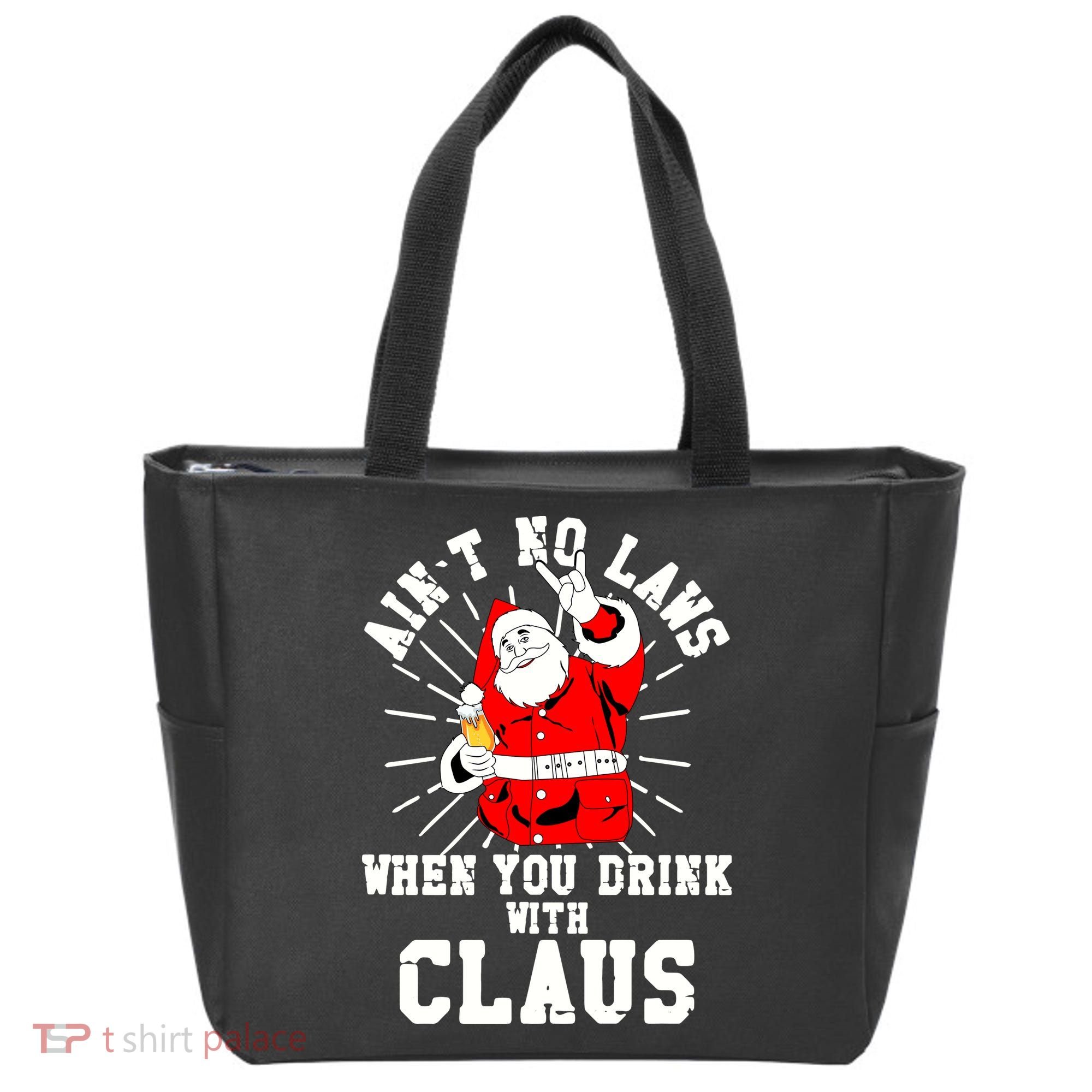 Funny Drinking With Santa Claus Tote Bag