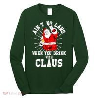 Funny Drinking With Santa Claus Long Sleeve Shirt thumb 0