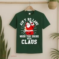 Funny Drinking With Santa Claus T-Shirt thumb 2