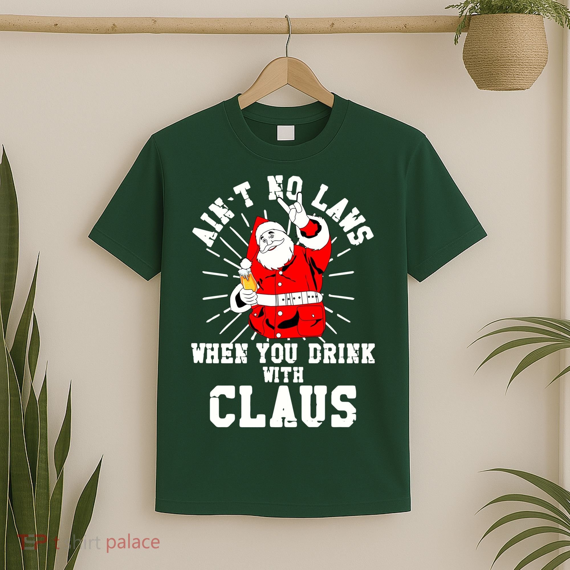 Funny Drinking With Santa Claus T-Shirt