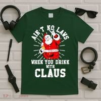 Funny Drinking With Santa Claus T-Shirt thumb 5
