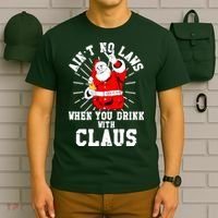 Funny Drinking With Santa Claus T-Shirt thumb 6