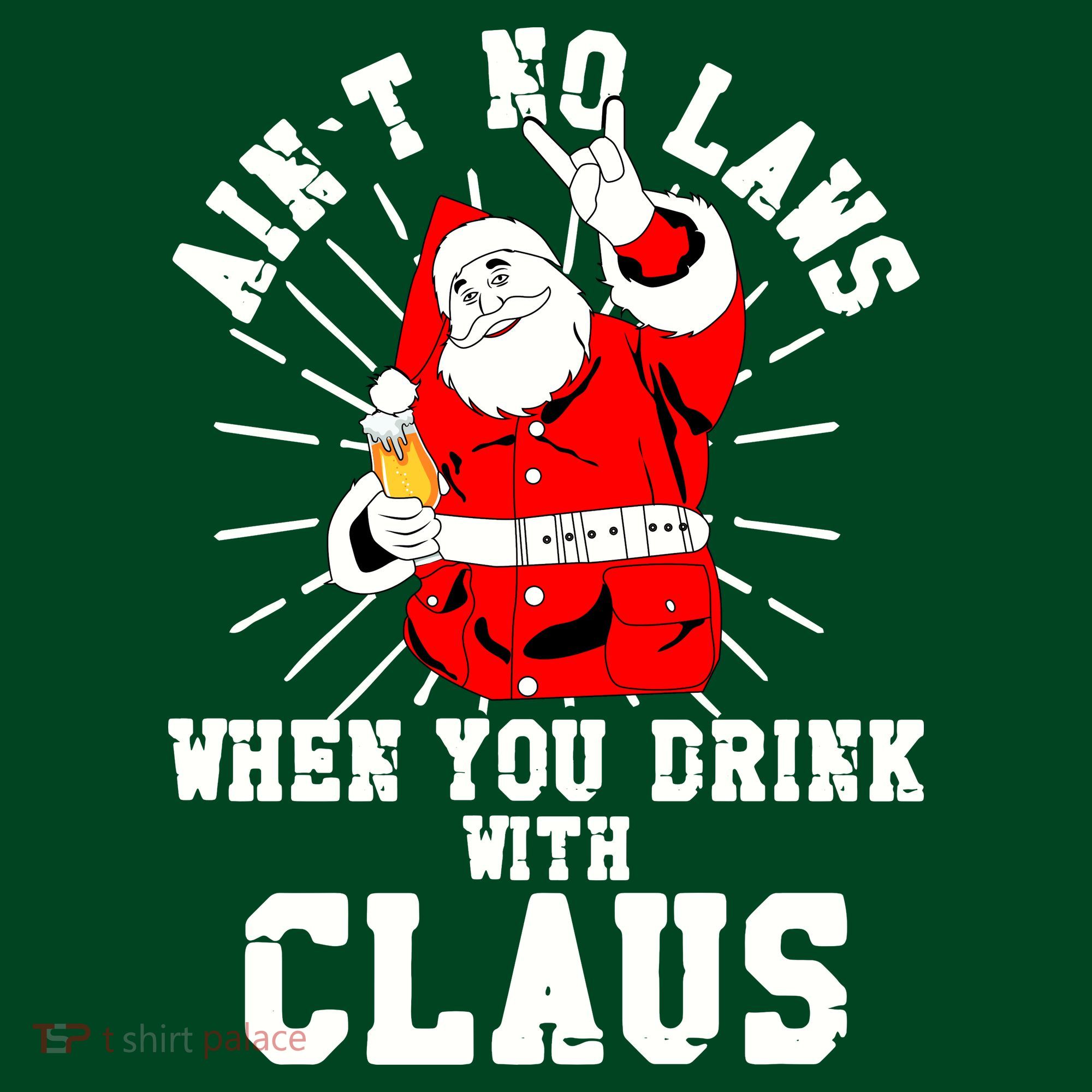 Funny Drinking With Santa Claus T-Shirt