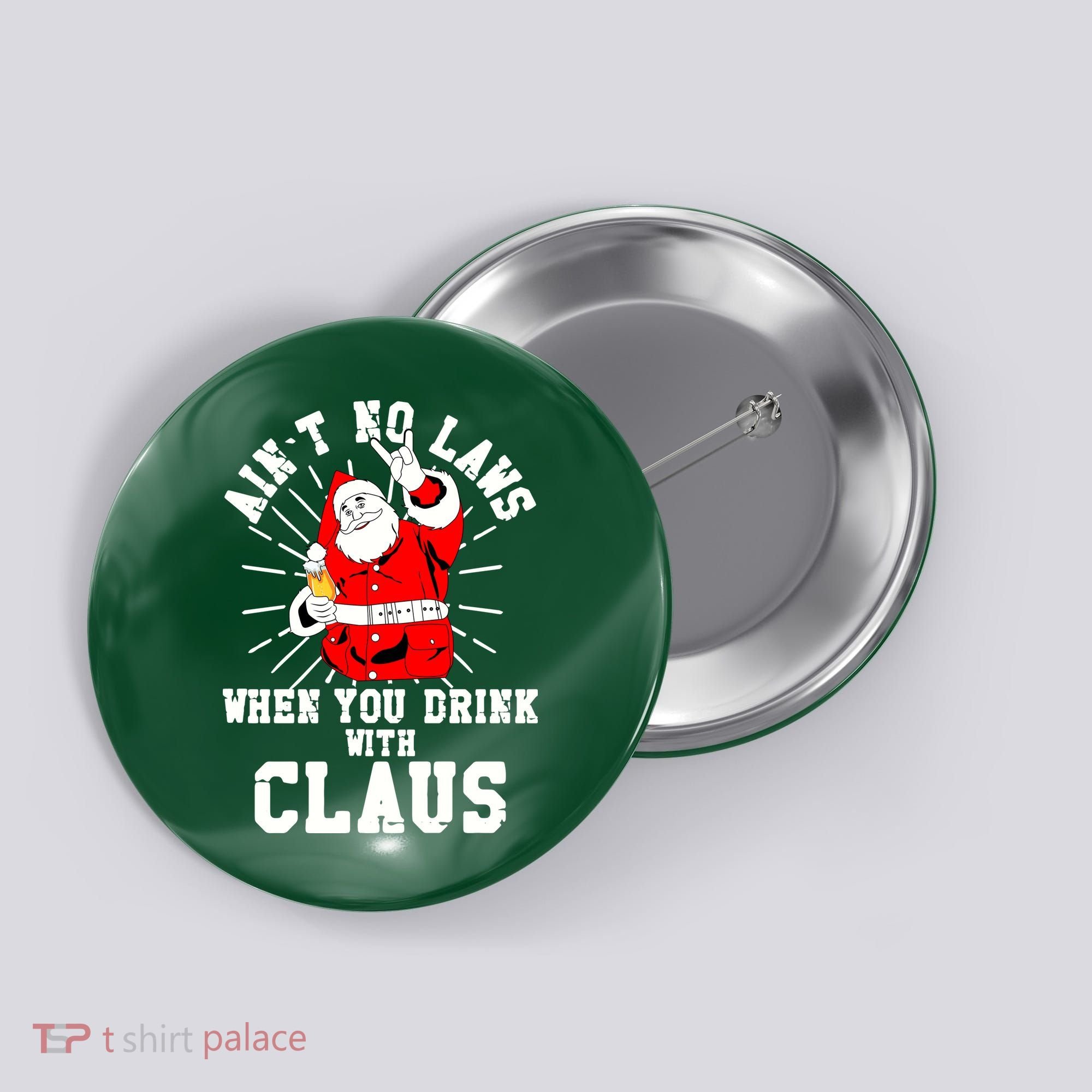 Funny Drinking With Santa Claus Button