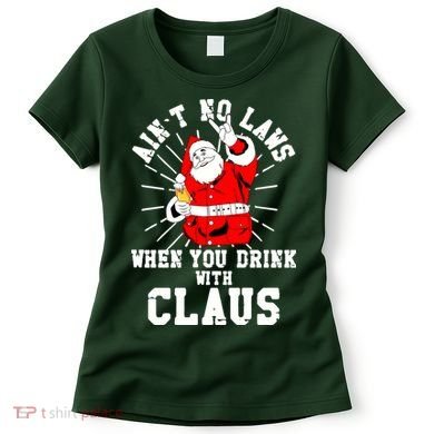 Funny Drinking With Santa Claus Women's T-Shirt