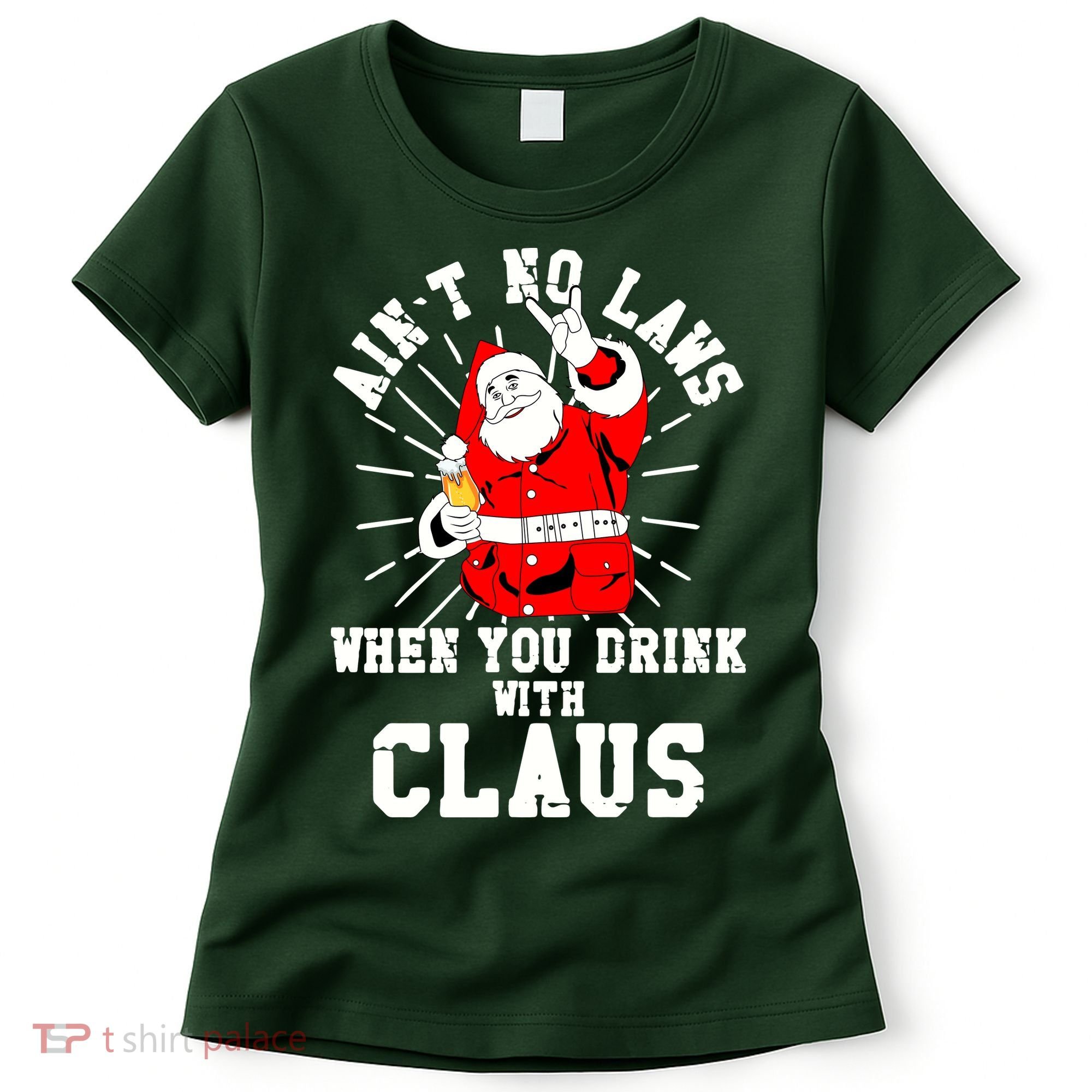 Funny Drinking With Santa Claus Women's T-Shirt