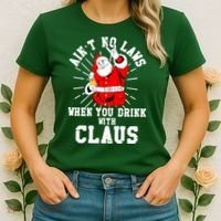 Funny Drinking With Santa Claus Women's T-Shirt thumb 2