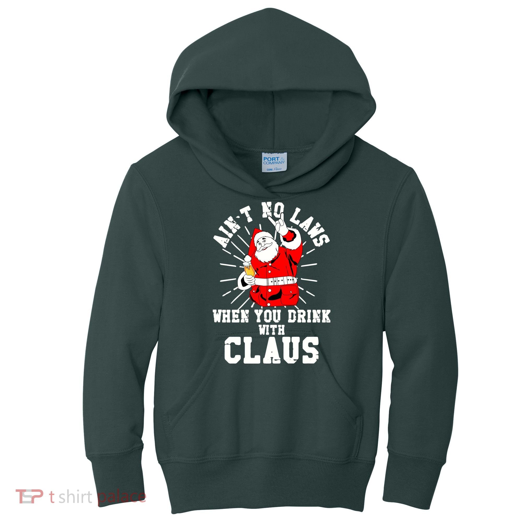 Funny Drinking With Santa Claus Kids Hoodie