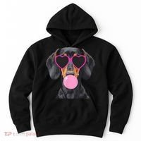 Funny Dachshund Wearing Glasses And Blowing Bubble Gum  Hoodie thumb 0