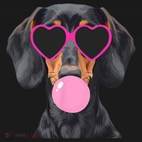 Funny Dachshund Wearing Glasses And Blowing Bubble Gum  Long Sleeve Shirt thumb 2