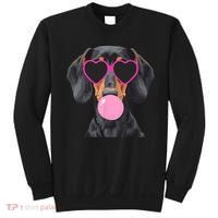 Funny Dachshund Wearing Glasses And Blowing Bubble Gum  Sweatshirt thumb 0