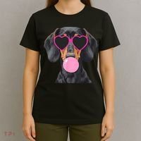 Funny Dachshund Wearing Glasses And Blowing Bubble Gum  T-Shirt thumb 4
