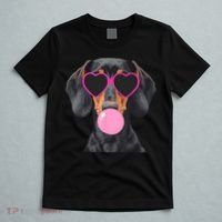 Funny Dachshund Wearing Glasses And Blowing Bubble Gum  T-Shirt thumb 5