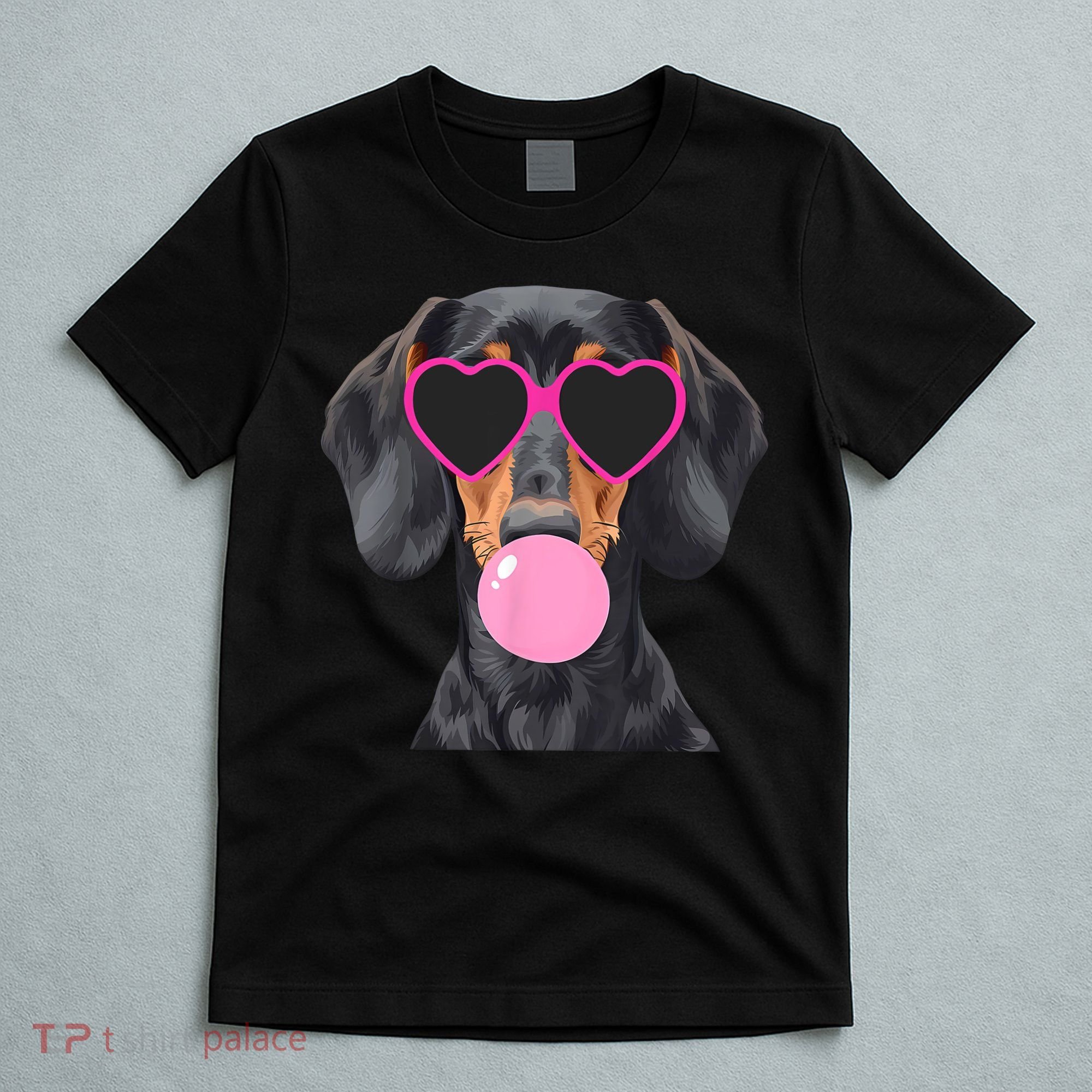Funny Dachshund Wearing Glasses And Blowing Bubble Gum  T-Shirt