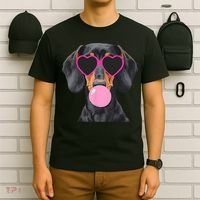 Funny Dachshund Wearing Glasses And Blowing Bubble Gum  T-Shirt thumb 6