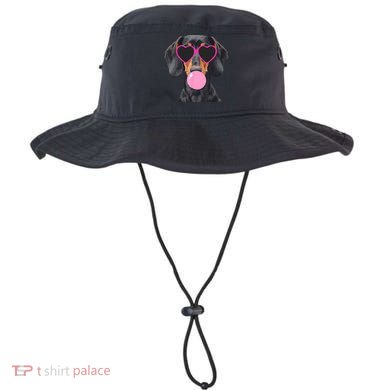 Funny Dachshund Wearing Glasses And Blowing Bubble Gum  Bucket Hat
