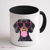 Funny Dachshund Wearing Glasses And Blowing Bubble Gum  Coffee Mug thumb 1
