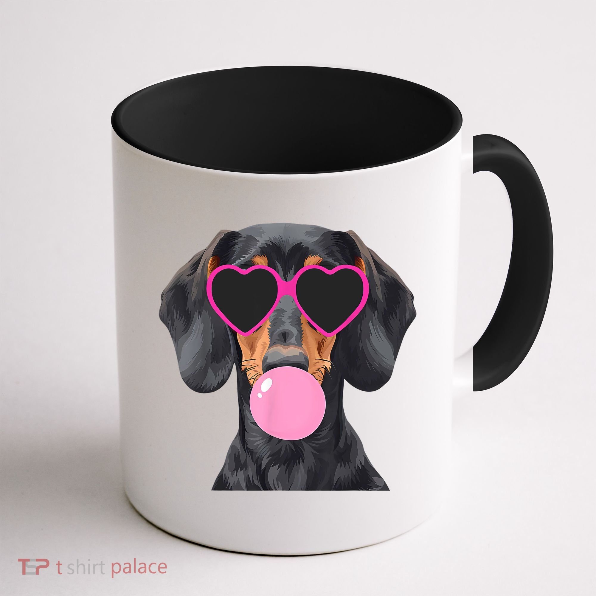 Funny Dachshund Wearing Glasses And Blowing Bubble Gum  Coffee Mug