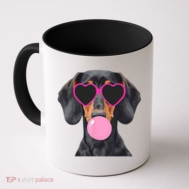 Funny Dachshund Wearing Glasses And Blowing Bubble Gum  Coffee Mug