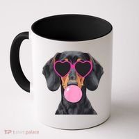 Funny Dachshund Wearing Glasses And Blowing Bubble Gum  Coffee Mug thumb 0