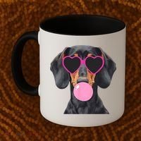 Funny Dachshund Wearing Glasses And Blowing Bubble Gum  Coffee Mug thumb 2