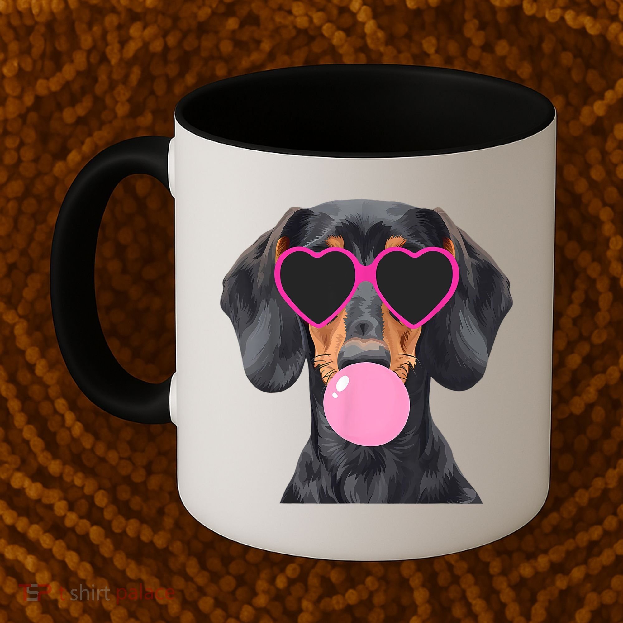 Funny Dachshund Wearing Glasses And Blowing Bubble Gum  Coffee Mug