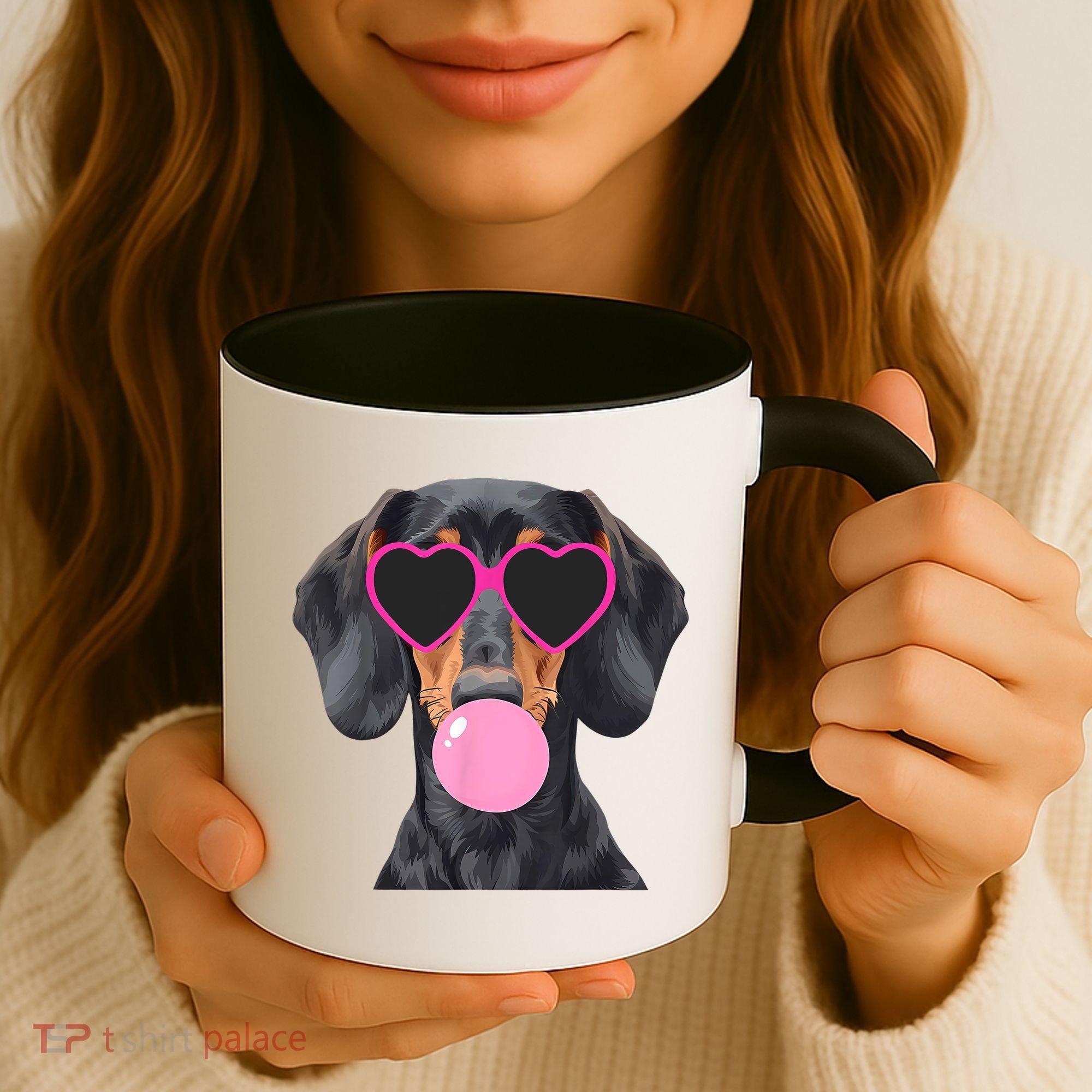 Funny Dachshund Wearing Glasses And Blowing Bubble Gum  Coffee Mug