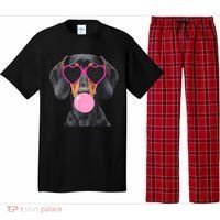 Funny Dachshund Wearing Glasses And Blowing Bubble Gum  Pajama Set thumb 0