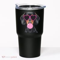 Funny Dachshund Wearing Glasses And Blowing Bubble Gum  Tumbler thumb 0
