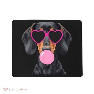 Funny Dachshund Wearing Glasses And Blowing Bubble Gum  Mousepad