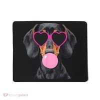Funny Dachshund Wearing Glasses And Blowing Bubble Gum  Mousepad thumb 0