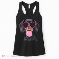 Funny Dachshund Wearing Glasses And Blowing Bubble Gum  Women's Tank Top thumb 0