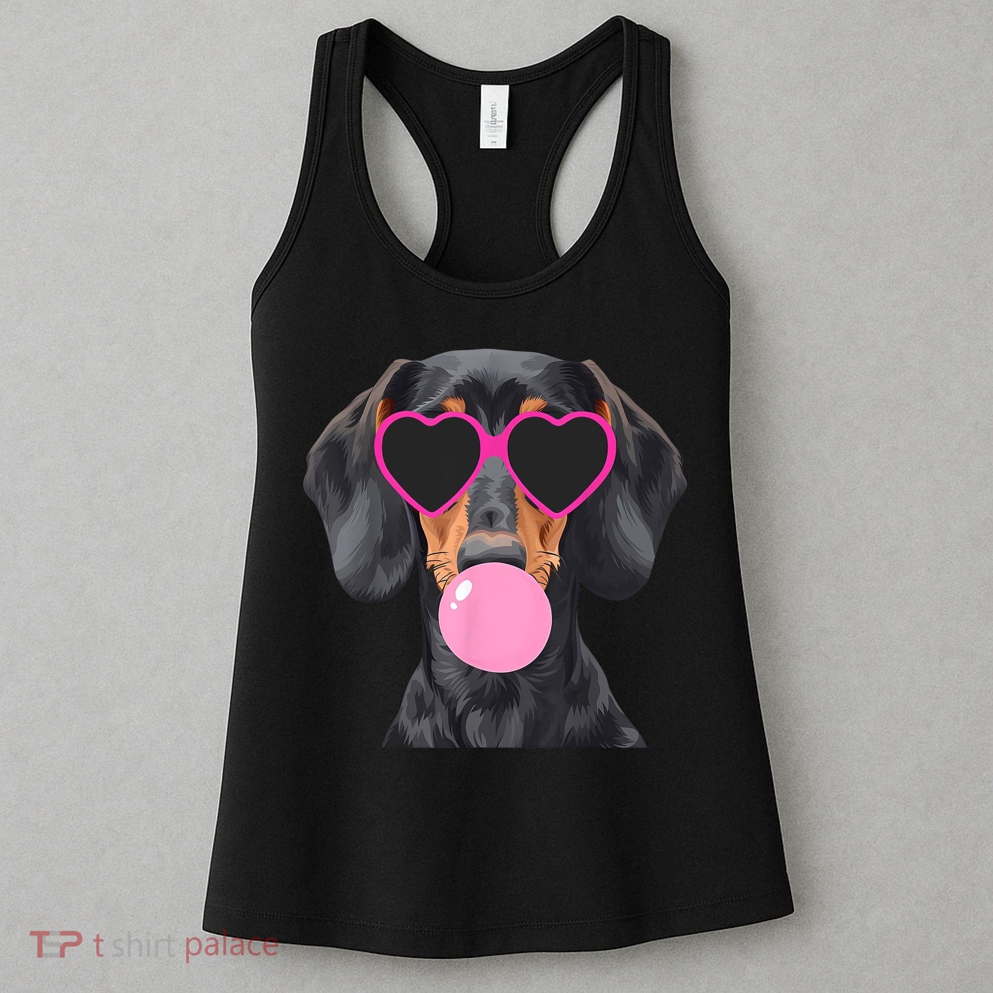 Funny Dachshund Wearing Glasses And Blowing Bubble Gum  Women's Tank Top