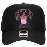 Funny Dachshund Wearing Glasses And Blowing Bubble Gum  Hat thumb 0