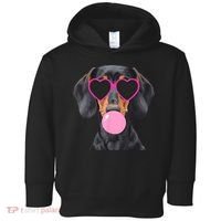 Funny Dachshund Wearing Glasses And Blowing Bubble Gum  Toddler Hoodie thumb 0
